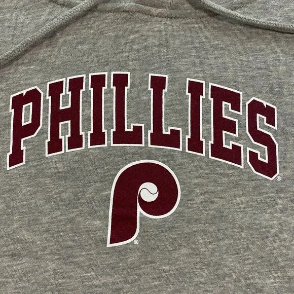 Philadelphia Phillies Retro Arch Logo New Era Hoodie Womens X-Large XL Gray MLB - Picture 3 of 16
